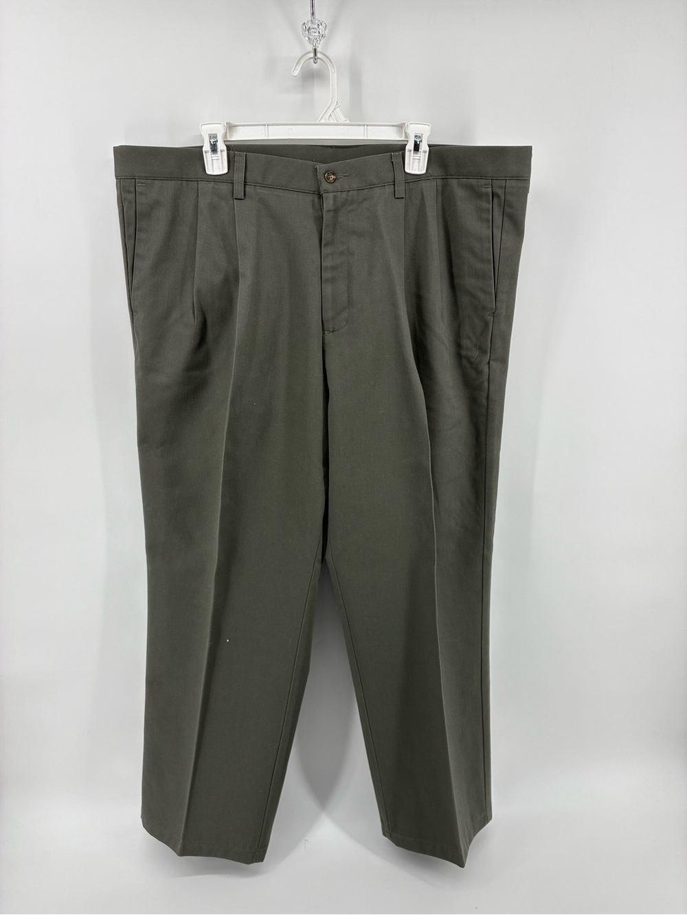 Dockers Pleated Front Crease 100% Cotton Men's Olive Green Dress Pants